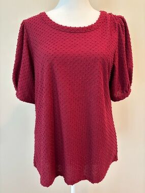 Another Reason Short Sleeve Top Womens Large Burgundy/Garnet Color